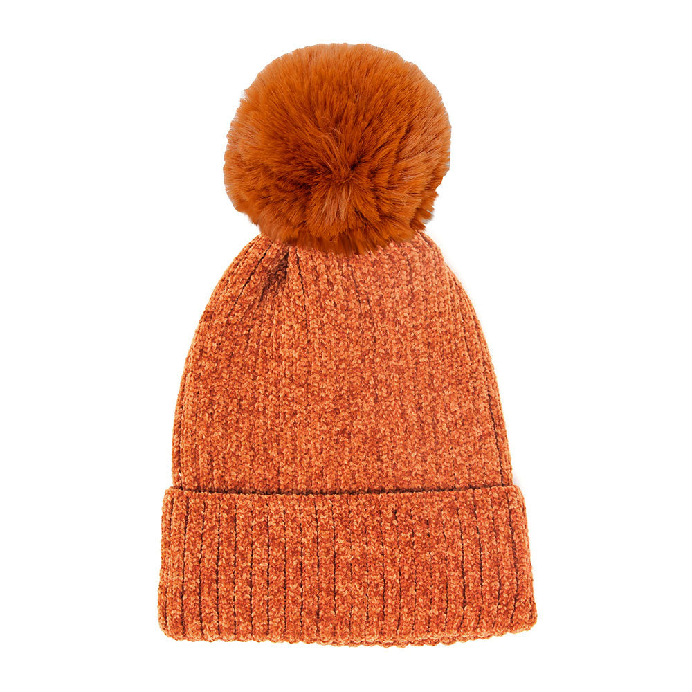 Soft & Cozy Solid Color Chenille Pom Pom Hat Beanie Winter Hat, before running out the door into the cool air, reach for this toasty hat to keep you incredibly warm. Accessorize with this faux fur pom pom hat, it's the autumnal touch finish your outfit in style. Best gift accessory! Black, Olive, Navy, Red, Gray, Pink