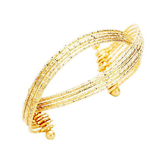 Worn Plating Round Wave Cuff Embellished Bracelet, covers a range of trends, including boho, classic, festival & modern, an eye-catching alternative for all year around. Pair with a tee & jeans to dress up your laid-back look, or add to a shift dress & pumps to enhance your work-ready ensemble. Ideal Gift - Any Occasion
