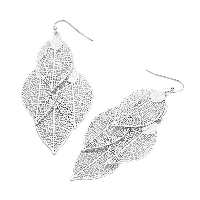 Lightweight Metal Leaf Cluster Vine Dangle Fishhook Earrings, ultra-chic will take your look up a notch, versatile enough for wearing straight through the week, dainty & delicate for all-day wear, coordinate with any ensemble from business casual to everyday wear, the perfect addition to every outfit. Perfect Gift. 