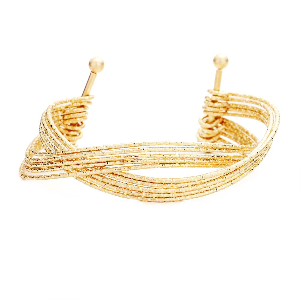 Worn Plating Round Wave Cuff Embellished Bracelet, covers a range of trends, including boho, classic, festival & modern, an eye-catching alternative for all year around. Pair with a tee & jeans to dress up your laid-back look, or add to a shift dress & pumps to enhance your work-ready ensemble. Ideal Gift - Any Occasion