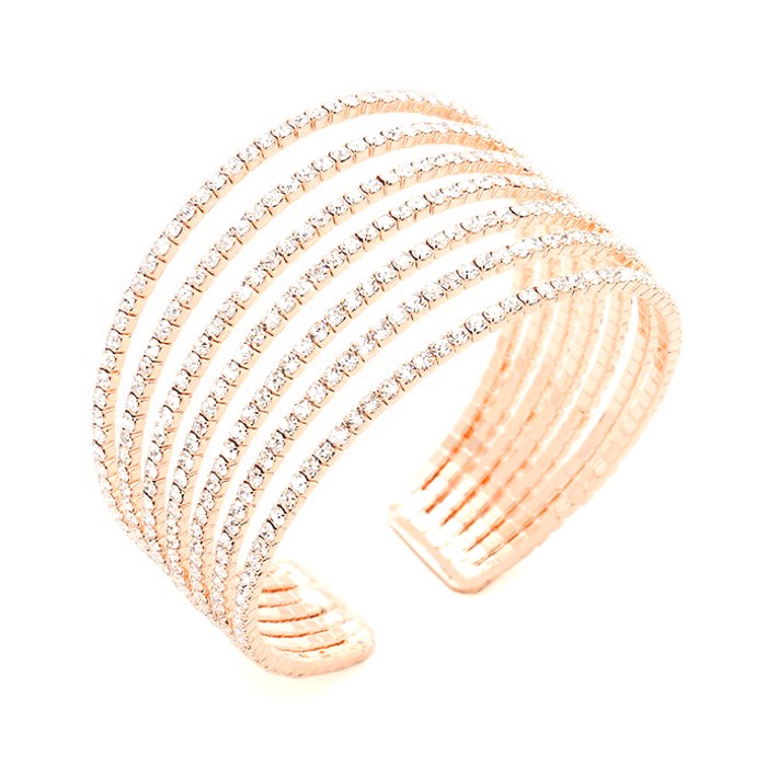 7 Row Split Layer Rhinestone Cuff Bracelet