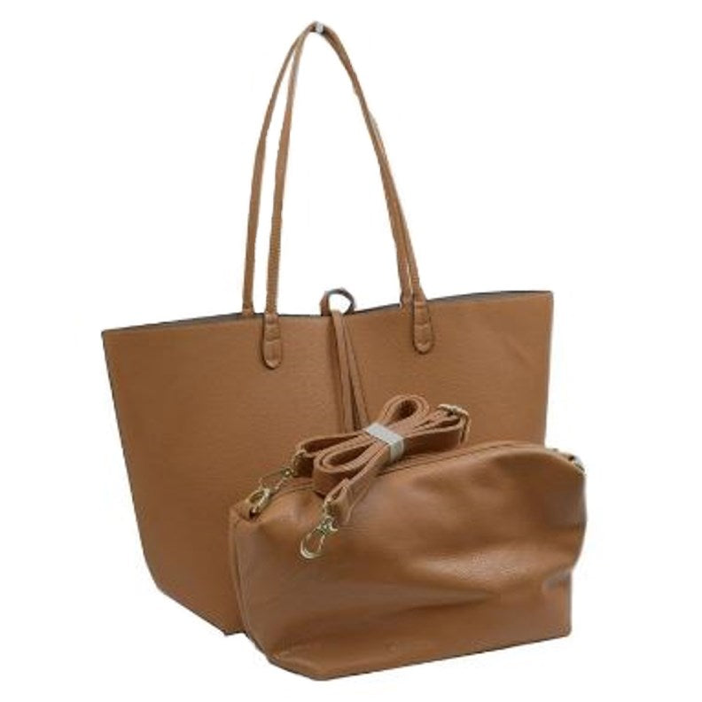 Reversible Supersoft Vegan Leather Tote Handbag flips inside-out, a roomy main compartment, inside pouch w/strap,  multiplies your styling options & keeps you organized on the go. Soft structured base can carry everything you need & become your favorite bag of all times. Chic & reliable, great gift for any occasion. 