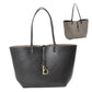 Soft Pebbled Faux Leather Reversible 2in1 Tote, Shoulder Handbag, comes with a coordinating zippered bag, can be used over the shoulder/crossbody. Easy-to-carry is completed with gold-tone hardware; Dimen: 17"x5"x11"; Dark Gray/Blue; Navy/Red; Black/Gray; Red/Black; Double Handle; Detachable bag included; 52″ Adj Strap