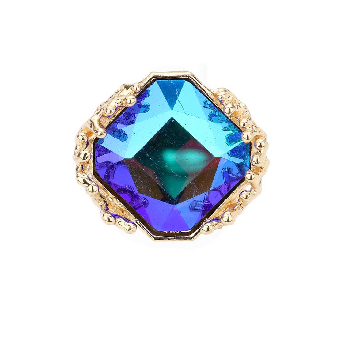 AB Blue Metal Twig Detailed Stone Stretch Ring. Polish your elegance with the sparkling band. If you prefer timeless glamour, this cut is meant for you. Perfect Birthday Gift, Anniversary Gift, Mother's Day Gift, Anniversary Gift, Graduation Gift, Prom Jewelry, Valentine's Day Gift, Thank you Gift.