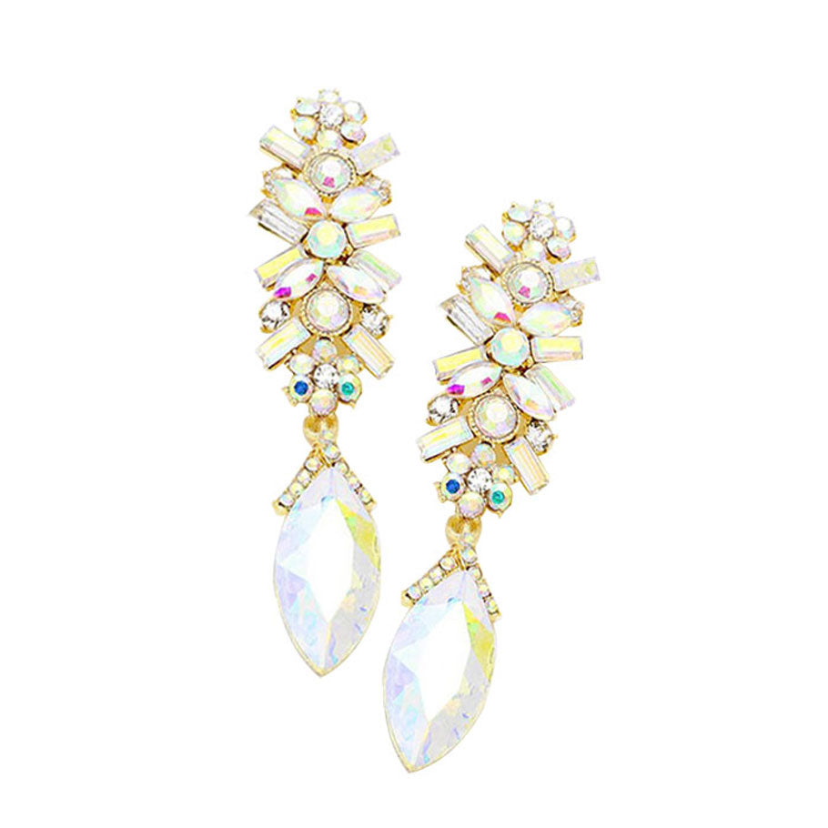 AB Gold Marquise Glass Crystal Drop Evening Earrings, put on a pop of color to complete your ensemble. Perfect for adding just the right amount of shimmer & shine and a touch of class to special events. Perfect Birthday Gift, Anniversary Gift, Mother's Day Gift, Graduation Gift.