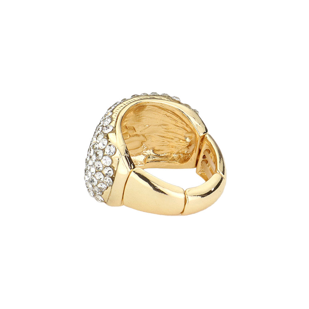 AB Gold Rhinestone Embellished Stretch Ring, This beautiful stretch ring is made to make you look stunning and stand out from the crowd on any special occasion. The added stretch band ensures a comfortable fit on any finger size. This rhinestone ring makes it look shine even better. It is sure to garner admiration with these awesome rings on special occasions. Perfect Birthday Gift, Anniversary Gift, Mother's Day Gift, Graduation Gift, Prom Jewelry, Just Because Gift, etc.