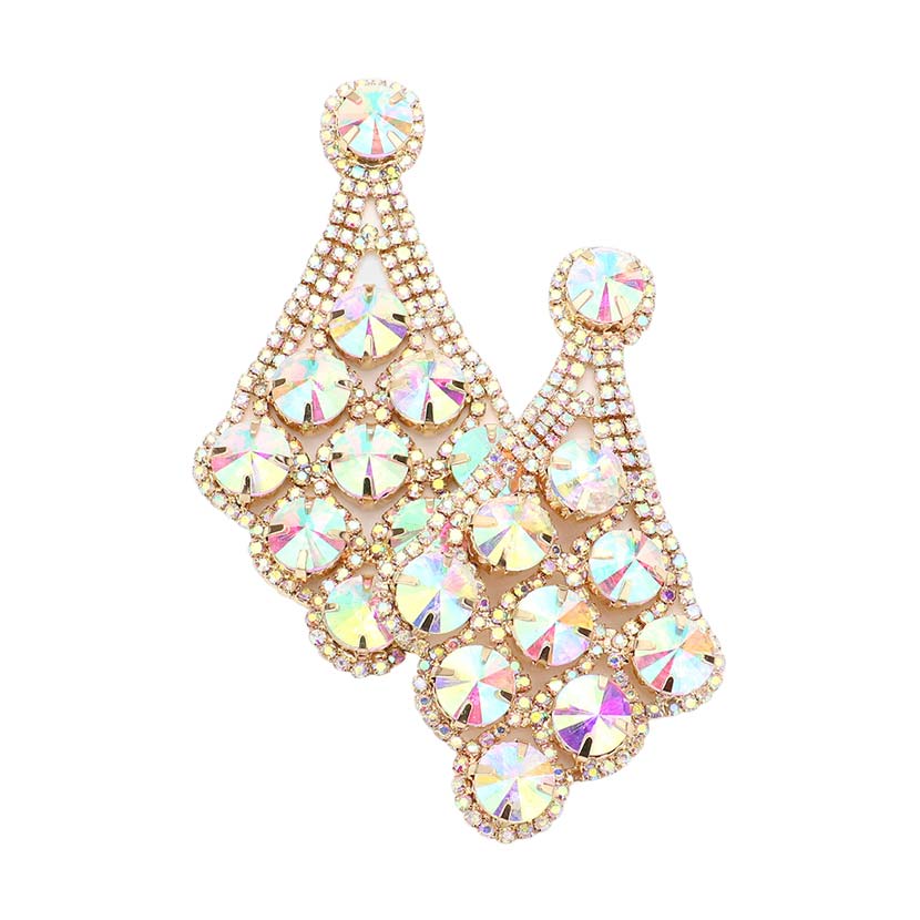 AB Gold Round Stone Accented Dangle Evening Earrings, are beautifully decorated to dangle on your earlobes on special occasions for making you stand out from the crowd. Wear these evening earrings to show your unique yet attractive & beautiful choice. Coordinate these round stone earrings with any special outfit to draw everyone's attention. Perfect jewelry gift to expand a woman's fashion wardrobe with a modern, on-trend style.