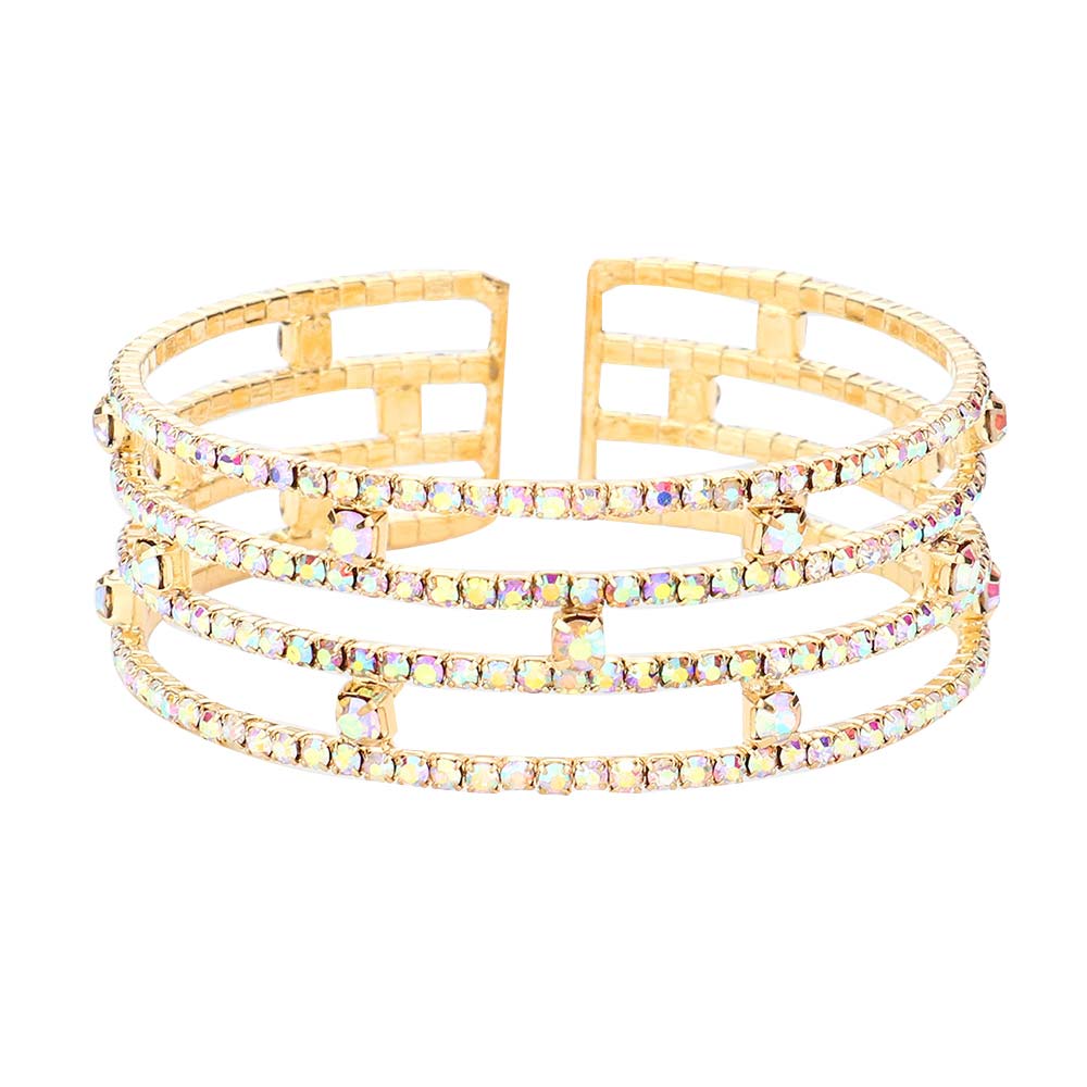 AB Gold Round Stone Accented Split Cuff Evening Bracelet, get ready with this round stone accented split cuff evening bracelet to receive the best compliments on any special occasion. It looks so pretty, bright, and elegant on any special occasion. Awesome gift for anniversaries, Valentine’s Day, or any special occasion.
