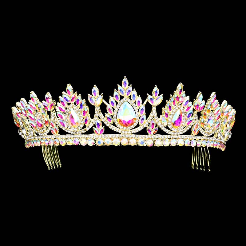 AB Gold Teardrop Accented Marquise Stone Cluster Princess Tiara, The stunning hair accessory is really beautiful, Pretty, and lightweight. Makes You More Eye-catching at special events and wherever you go. Perfect for adding just the right amount of shimmer & shine, will add a touch of class, beauty, and style to your wedding, prom, or special events, Marquise Stone Cluster, keeps your hair sparkling all day & all night long. Show your royalty with this marquise cluster, Princess Tiara.