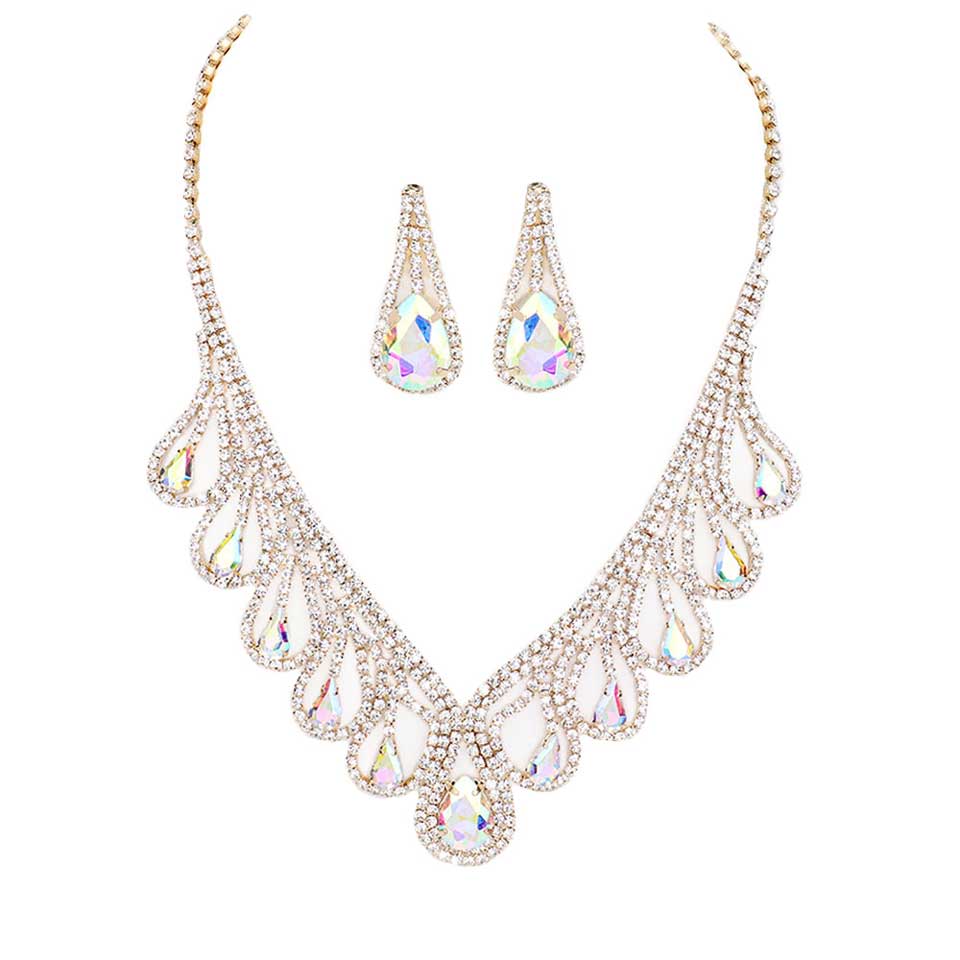 AB Gold Teardrop Crystal Rhinestone Collar Necklace, Detailed Crystal Collar Necklace, will sparkle all night long making you shine out like a diamond. Perfect for adding just the right amount of shimmer & shine and a touch of class to special events. perfect for a night out on the town or a black tie party, awesome Gift idea for Birthday, Anniversary, Prom, Mother's Day Gift, Sweet 16, Wedding.