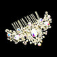 AB Gold Teardrop Stone Accented Rhinestone Pave Hair Comb. Classic Wedding Hair Accessories, fit for bride and bridesmaid. It is perfect for any hair color and type, make you more glam and shine. Add  spectacular sparkle into your hair do. This Rhinestone pave hair comb  is perfect for wedding, engagement, prom, evening, anniversary, party, banquet, dance, friends gathering and performance and so on. It must be a perfect complement for your dress.