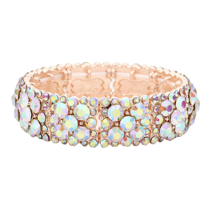 AB Rose Bubble Stone Cluster Stretch Evening Bracelet, Get ready with these Magnetic Bracelet, put on a pop of color to complete your ensemble. Perfect for adding just the right amount of shimmer & shine and a touch of class to special events. Perfect Birthday Gift, Anniversary Gift, Mother's Day Gift, Graduation Gift.