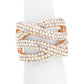 AB Rose Gold Rhinestone Pave Twist Stretch Ring. Beautifully crafted design adds a gorgeous glow to any outfit. Jewelry that fits your lifestyle! Perfect for adding just the right amount of shimmer & shine and a touch of class to special events. Perfect Birthday Gift, Anniversary Gift, Mother's Day Gift, Graduation Gift, Just Because Gift, Thank you Gift.