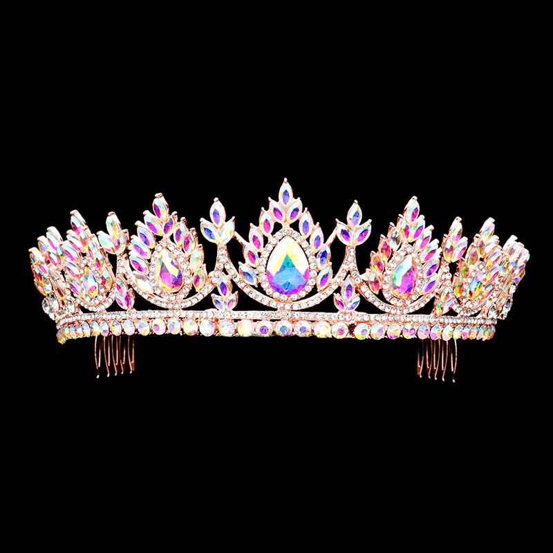 AB Rose Gold Teardrop Accented Marquise Stone Cluster Princess Tiara, The stunning hair accessory is really beautiful, Pretty, and lightweight. Makes You More Eye-catching at special events and wherever you go. Perfect for adding just the right amount of shimmer & shine, will add a touch of class, beauty, and style to your wedding, prom, or special events, Marquise Stone Cluster, keeps your hair sparkling all day & all night long. Show your royalty with this marquise cluster, Princess Tiara.