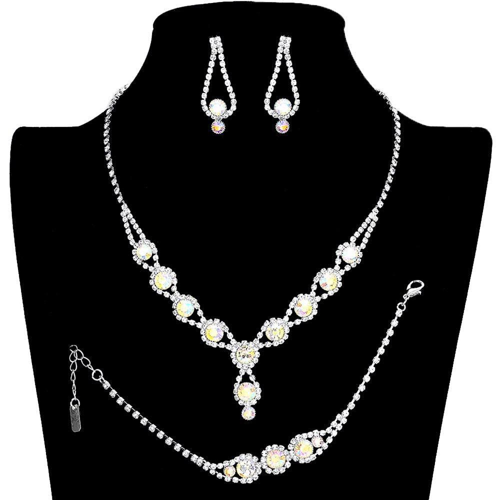 AB Silver 3PCS Rhinestone Bubble Necklace Jewelry Set, These glamorous Rhinestone Bubble jewelry sets will show your perfect beauty & class on any special occasion. The elegance of these rhinestones goes unmatched. Great for wearing at a party! Perfect for adding just the right amount of glamour and sophistication to important occasions. These classy Rhinestone Bubble Jewelry Sets are perfect for parties, Weddings, and Evenings.