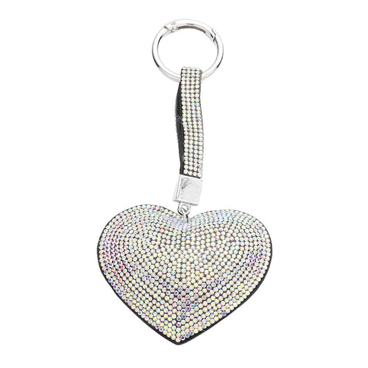 AB Silver Bling Heart Bag Charm Key Chain, is beautifully designed with a heart-themed stone design that will make a glowing touch on one's heart whom you care about & love. Made with stones, this keychain is the best to carry around the keys to your treasure box or your hideout! Make your close ones feel special and make them laugh with this beautiful bling heart key chain. It's an excellent gift for your loved ones to make their moment special.