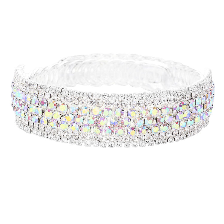 AB Silver Bubble Stone Evening Bracelet. Get ready with this bubble stone embellished bracelets, Beautifully crafted design adds a gorgeous glow to any outfit. Eye-catching sparkle, sophisticated look you have been craving for! Adds a pop of pretty color to your attire, Jewelry that fits your lifestyle! Awesome gift for birthday, Anniversary, Valentine’s Day or any special occasion.