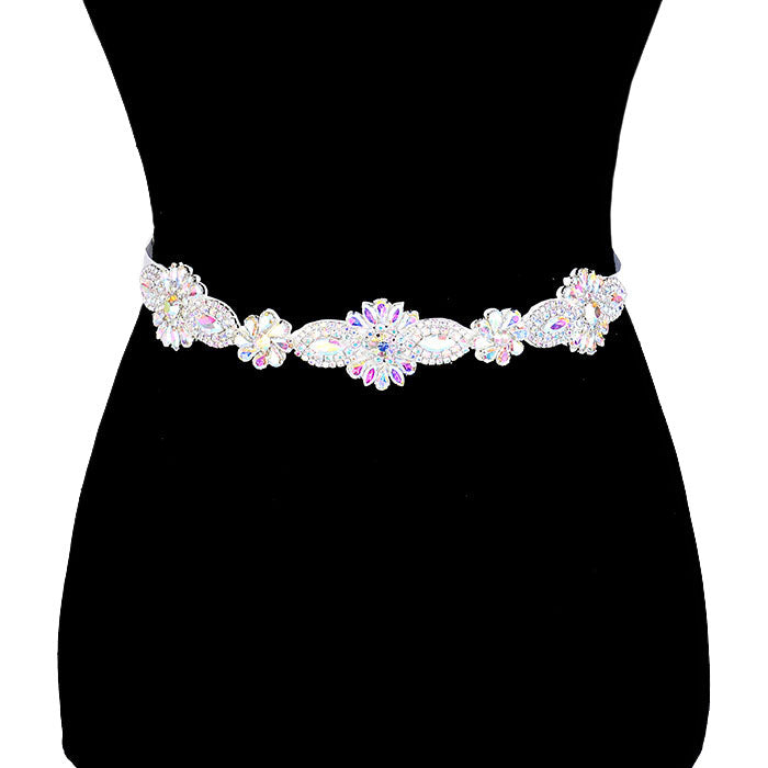 AB Silver Floral Crystal Sash Ribbon Bridal Wedding Belts Headband. A timeless selection, this sparkling Crystal, Bridal Belt, Rhinestone Belt, Bridal Belt Sash, Wedding Belt is exceptionally elegant, adding an exquisite detail to your wedding dress or tie it on your hair for a glamorous to any outfit.