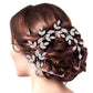 AB Silver Rhinestone Embellished Leaf Cluster Vine Bun Wrap Headpiece. Perfect for adding just the right amount of shimmer & shine, will add a touch of class, beauty and style to your wedding, prom, special events, embellished glass crystal to keep your hair sparkling all day & all night long. 