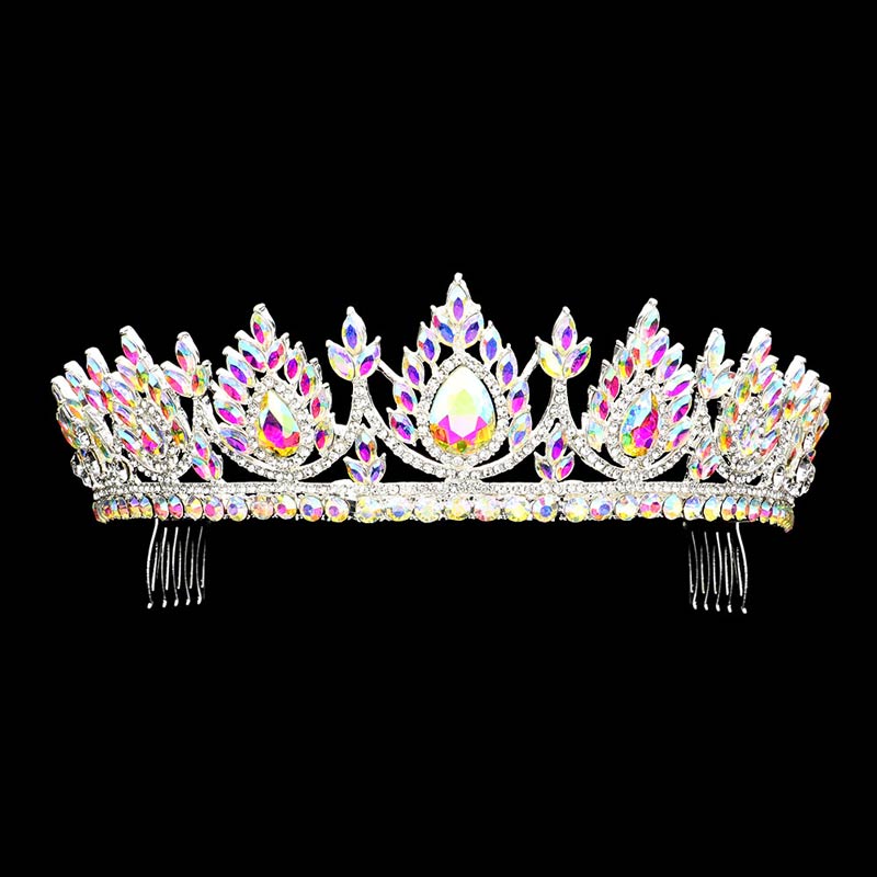 AB Silver Teardrop Accented Marquise Stone Cluster Princess Tiara, The stunning hair accessory is really beautiful, Pretty, and lightweight. Makes You More Eye-catching at special events and wherever you go. Perfect for adding just the right amount of shimmer & shine, will add a touch of class, beauty, and style to your wedding, prom, or special events, Marquise Stone Cluster, keeps your hair sparkling all day & all night long. Show your royalty with this marquise cluster, Princess Tiara.