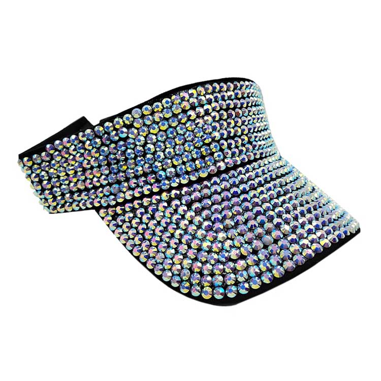 Ab Black Bling Studded Visor Hat, Keep your styles on even when you are relaxing at the pool or playing at the beach. Large, comfortable, and perfect for keeping the sun off of your face, neck, and shoulders. Perfect summer, beach accessory. Ideal for travelers who are on vacation or just spending some time in the great outdoors. Also suit for hip-hop dancing, rock, and punk styles.