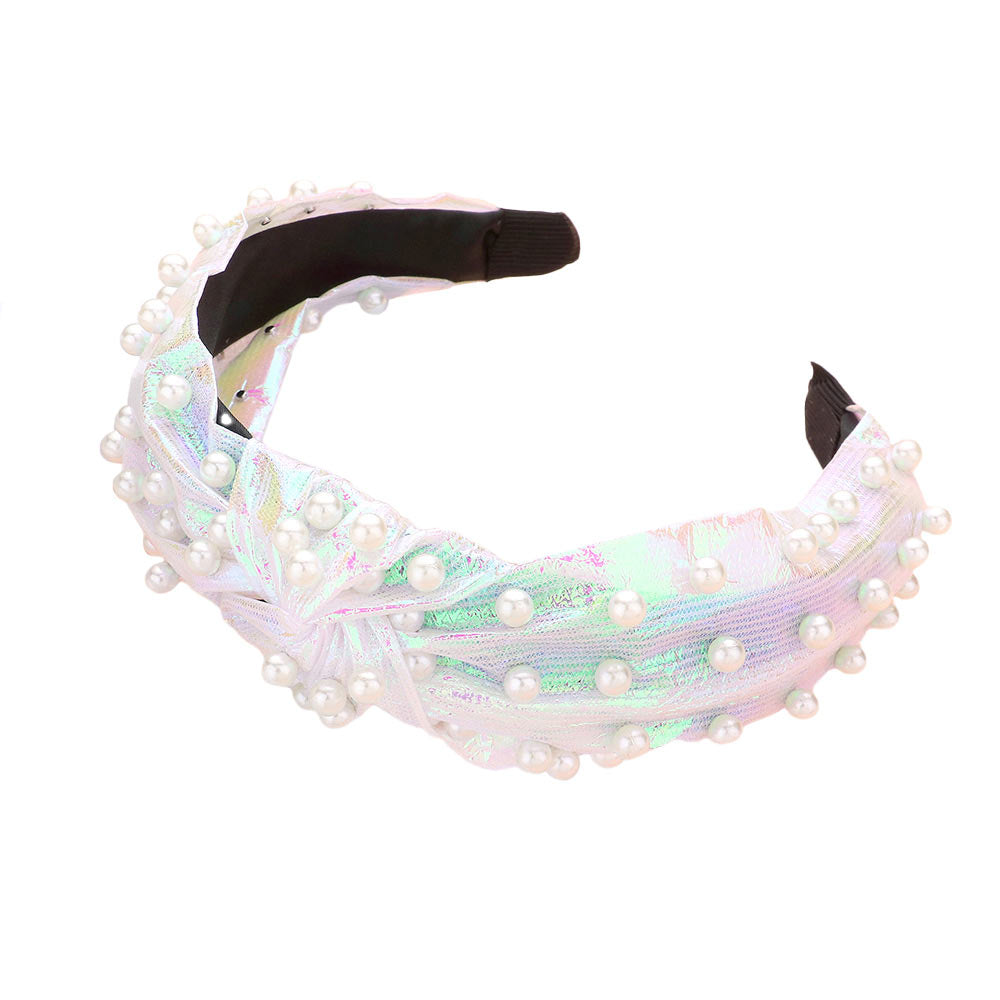 Ab Pearl Embellished Burnout Knot Headband, the combination of pearl sewn on a knot headband will make you feel glamorous. Be ready to receive compliments. Be the ultimate trendsetter wearing this knotted headband with all your stylish outfits! Exquisite enough to use on the wedding day. 
