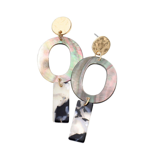 Stylish Geometric Abalone Celluloid Acetate Link Dangle Earrings. Look like the ultimate fashionista with these Earrings! Add something special to your outfit this Valentine! special It will be your new favorite accessory. Perfect Birthday Gift, Anniversary Gift, Mother's Day Gift, Graduation Gift, Valentine's Day Gift.