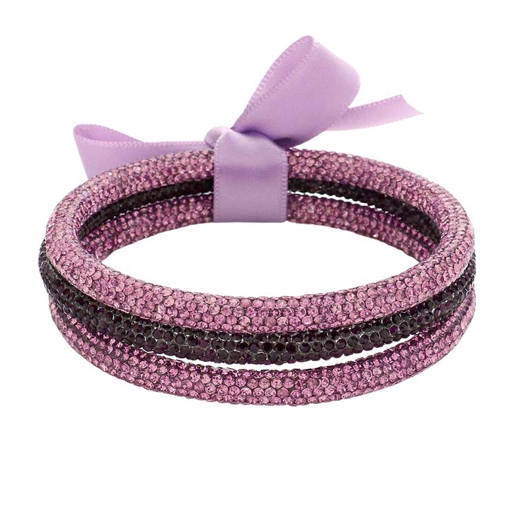 Amethyst 3PCS Rhinestone Pave Bangle Layered Bracelets, The sparkly Rhinestone bangle Bracelets set featuring made of rubber and Rhinestone dust inlaid. It looks so pretty, brightly and elegant. This Circle Rhinestone Wristband Bracelets designed in simple type is a trendy fashion statement, These Layer Bracelets bangle are perfect for any occasion whether formal or casual or for going to a party or special occasions. Perfect gift for birthday, Valentine’s Day, Party, Prom.