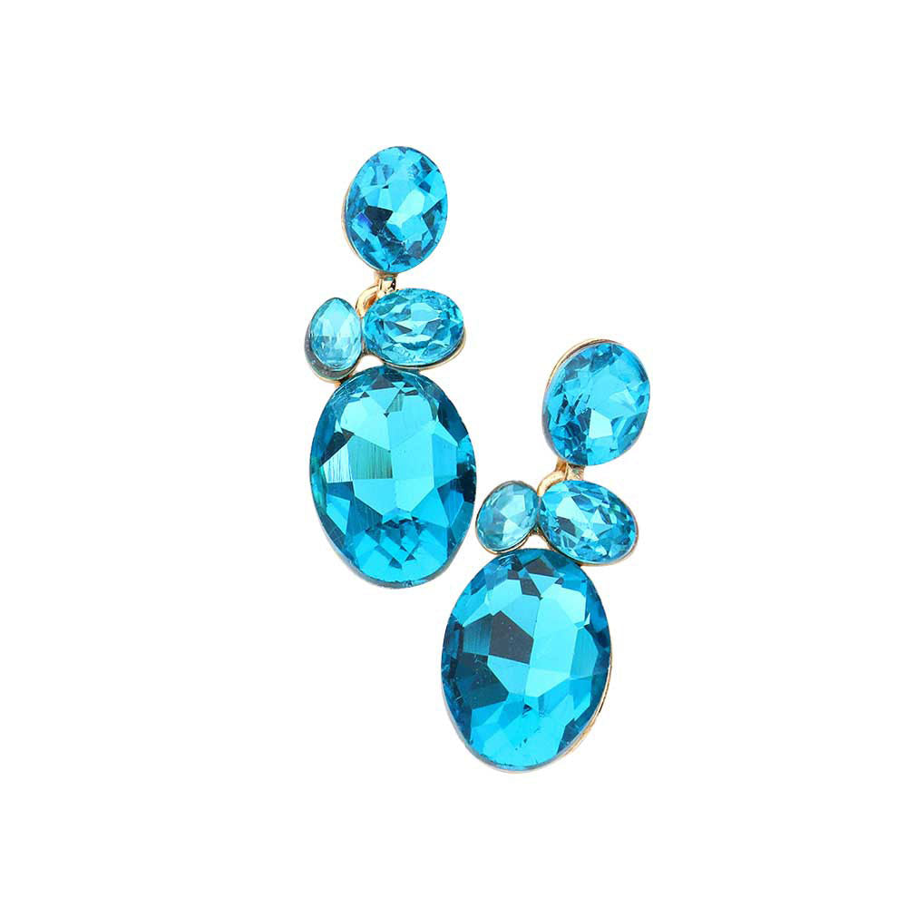 Aqua  Oval Stone Link Dangle Evening Earrings. Look like the ultimate fashionista with these Earrings! Add something special to your outfit ! It will be your new favorite accessory. Perfect Birthday Gift, Anniversary Gift, Mother's Day Gift, Graduation Gift, Prom Jewelry, Just Because Gift, Thank you Gift.