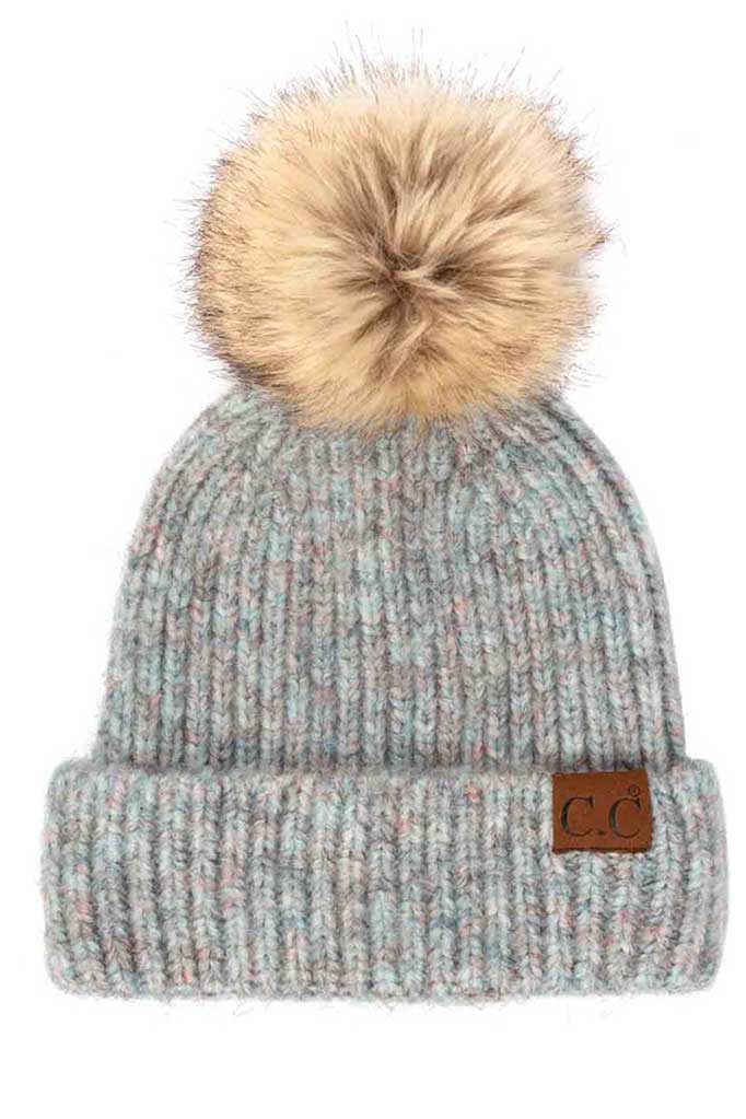 Aqua C.C Classic Rib Beanie With Faux Fur Pom, These awesome trendy women’s Rib Beanie With Faux Fur Pom are Warm, durable and comfortable. This will be your go-to beanie this fall and winter season. The classic style allows you to enhance your outfit, no matter your wardrobe. Accessorize the fun way with this faux fur pom pom hat, Awesome winter gift accessory! Perfect Gift Birthday, Christmas, Stocking Stuffer, Secret Santa, Holiday, Anniversary, Valentine's Day, Loved One.