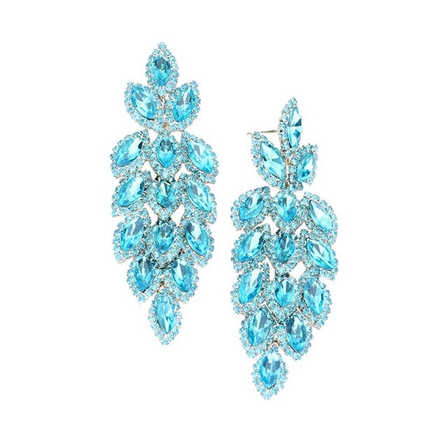 Aqua Classic, Elegant Crystal Stone Leaf Cluster Marquise Evening Earrings Crystal Leaf Earrings Marquise Earrings Special Occasion ideal for parties, weddings, graduation, prom, holidays, pair these stud back earrings with any ensemble for a polished look. Birthday Gift, Mother's Day Gift, Anniversary Gift, Quinceanera