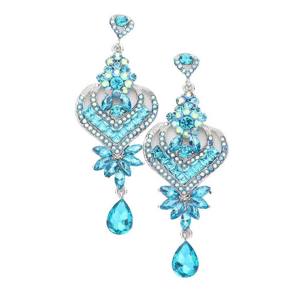 Aqua Glass Crystal Heart Teardrop Evening Earrings. Look like the ultimate fashionista with these Earrings! Add something special to your outfit ! special It will be your new favorite accessory. Perfect Birthday Gift, Anniversary Gift, Mother's Day Gift, Graduation Gift, Prom Jewelry, Just Because Gift, Thank you Gift.