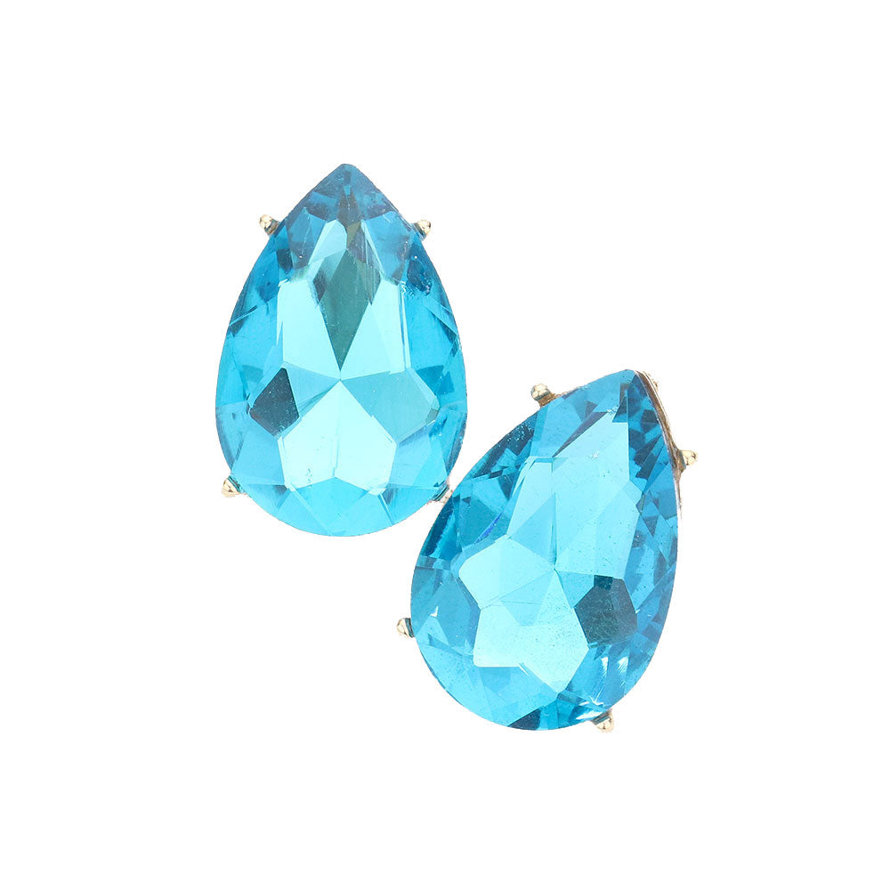Aqua Post Back Teardrop Stone Evening Earrings. Beautifully crafted design adds a gorgeous glow to any outfit. Jewelry that fits your lifestyle! Perfect Birthday Gift, Anniversary Gift, Mother's Day Gift, Anniversary Gift, Graduation Gift, Prom Jewelry, Just Because Gift, Thank you Gift.
