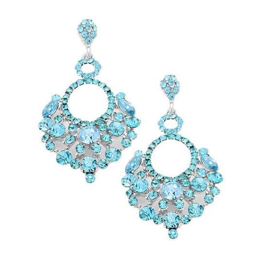 Aqua Rhodium Marquise Crystal Chandelier Statement Evening Earrings, put on a pop of color to complete your ensemble. Perfect for adding just the right amount of shimmer & shine and a touch of class to special events. Perfect Birthday Gift, Anniversary Gift, Mother's Day Gift, Graduation Gift.