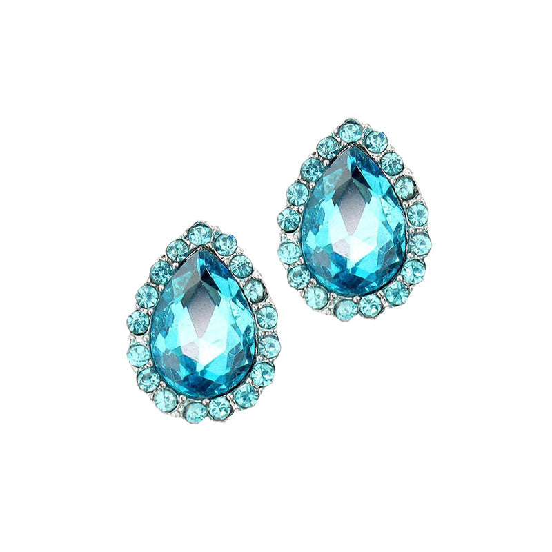 Aqua Teardrop Stone Evening Stud Earrings, put on a pop of color to complete your ensemble. Perfect for adding just the right amount of shimmer & shine and a touch of class to special events. Perfect Birthday Gift, Anniversary Gift, Mother's Day Gift, Graduation Gift