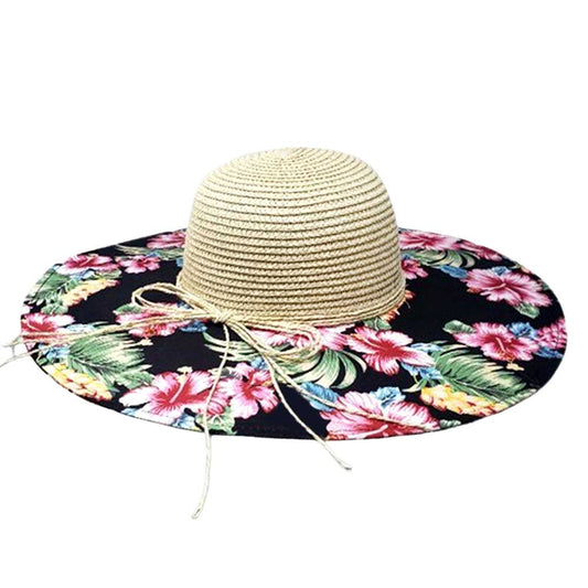 Beige Black Flower Leaf Patterned Straw Sun Hat, fashionable design and vibrant color will make you more attractive. It's a great accessory for any outfit. whether you‚Äö√Ñ√¥re basking under the summer sun at the beach, lounging by the pool, or kicking back with friends at the lake, these sun hats can keep you cool and comfortable even when the sun is high in the sky.
