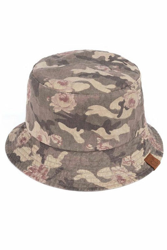 Beige C.C Floral Patterned Camo Print Reversible Shiny Rain Bucket Hat; this rain hat is snug on the head and works well to keep rain off the head, out of the eyes, and also the back of neck. Wear it to lend a modern liveliness above a raincoat on trans-seasonal days in the city. Perfect Gift for fashion-forward friend
