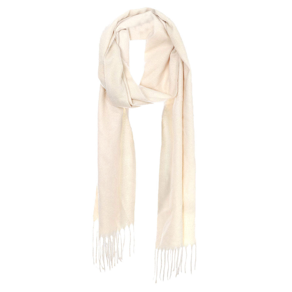 Beige Fall Winter Solid Tassel Oblong Scarf, on trend & fabulous, a luxe addition to any cold-weather ensemble. Great for daily wear in the cold winter to protect you against chill, classic infinity-style scarf & amps up the glamour with plush material that feels amazing snuggled up against your cheeks.