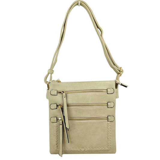 Beige Fashionable Womens Soft Leather Crossbody Purse Shoulder Bag, Show your trendy side with this awesome crossbody bag. Have fun and look stylish. Versatile enough for wearing straight through the week, perfectly lightweight to carry around all day. Hands-Free Cross-Body adds an instant runway style to your look, giving it ladylike chic. This handbag is destined to become your new favorite. Detachable, adjustable crossbody strap. Exterior front zip pocket.