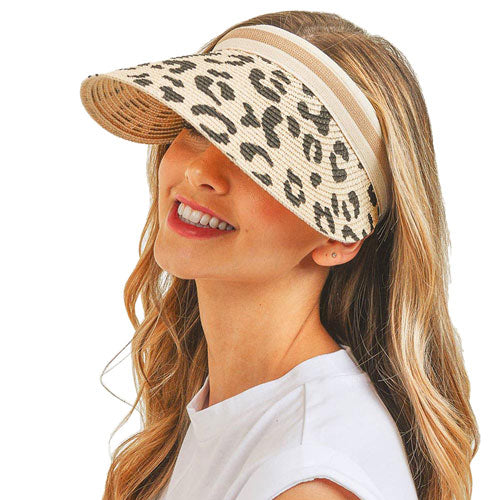 Beige Leopard Patterned Visor Hat. Eco-friendly visor whether you’re basking under the sun at the beach, the pool, kicking back with friends at the lake, a great hat can keep you cool and comfortable even when the sun is high in the sky. Perfect Birthday , Mother's Day , Anniversary , Vacation Getaway, Valentines Day Gift.