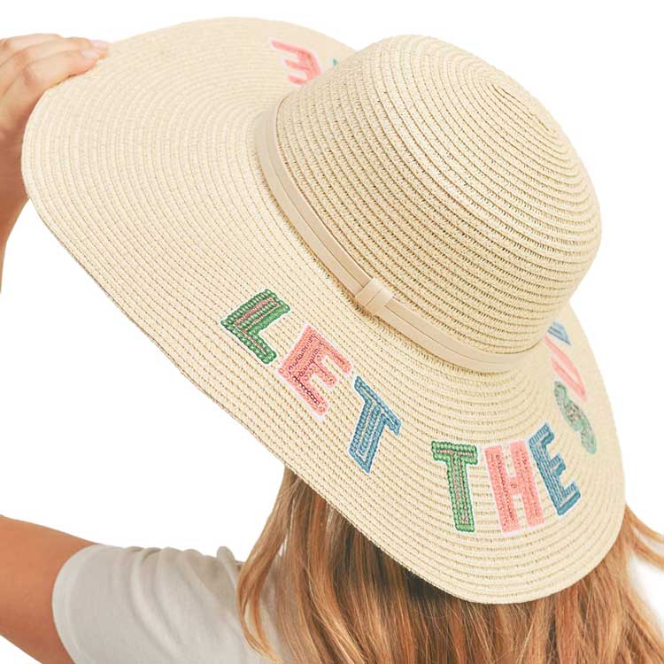 Beige Let The Sun Shine Sequin Message Straw Panama Sun Hat, a beautiful & comfortable Straw Panama Sun Hat is suitable for summer wear to amp up your beauty & make you more comfortable everywhere.  It's an excellent gift item for your friends & family or loved ones this summer.