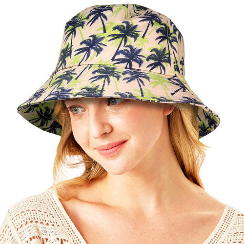 Beige Palm Tree Printed Bucket Hat, whether you‚Äôre basking under the summer sun at the beach, lounging by the pool, a great hat can keep you cool and comfortable even when the sun is high in the sky. Large, comfortable, and ideal for travellers who are spending time in the outdoors.