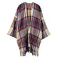 Beige Plaid Check Patterned Poncho, ensure your upper body stays perfectly toasty when the temperatures drop, timelessly beautiful, gently nestles around the neck and feels exceptionally comfortable to wear this multi color checker poncho. A fashionable eye catcher, will quickly become one of your favorite accessories, warm and goes with all your winter outfits.