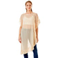 Beige Solid Color Half Ruffled Cover-Up Poncho, This lightweight ponchos for women have plenty of stretch with lovely draping. The added ruffle edge gives better coverage with a feminine look. Feel sexy and comfortable no matter where you are. This unique poncho top can be worn in a variety of ways. A warp poncho that will complement every outfit you own. Suitable for Summer wrap, travel vacation, Beach, Party, Club, Night, Evening, Date, Casual and Other Occasions in Spring, Summer and Autumn.