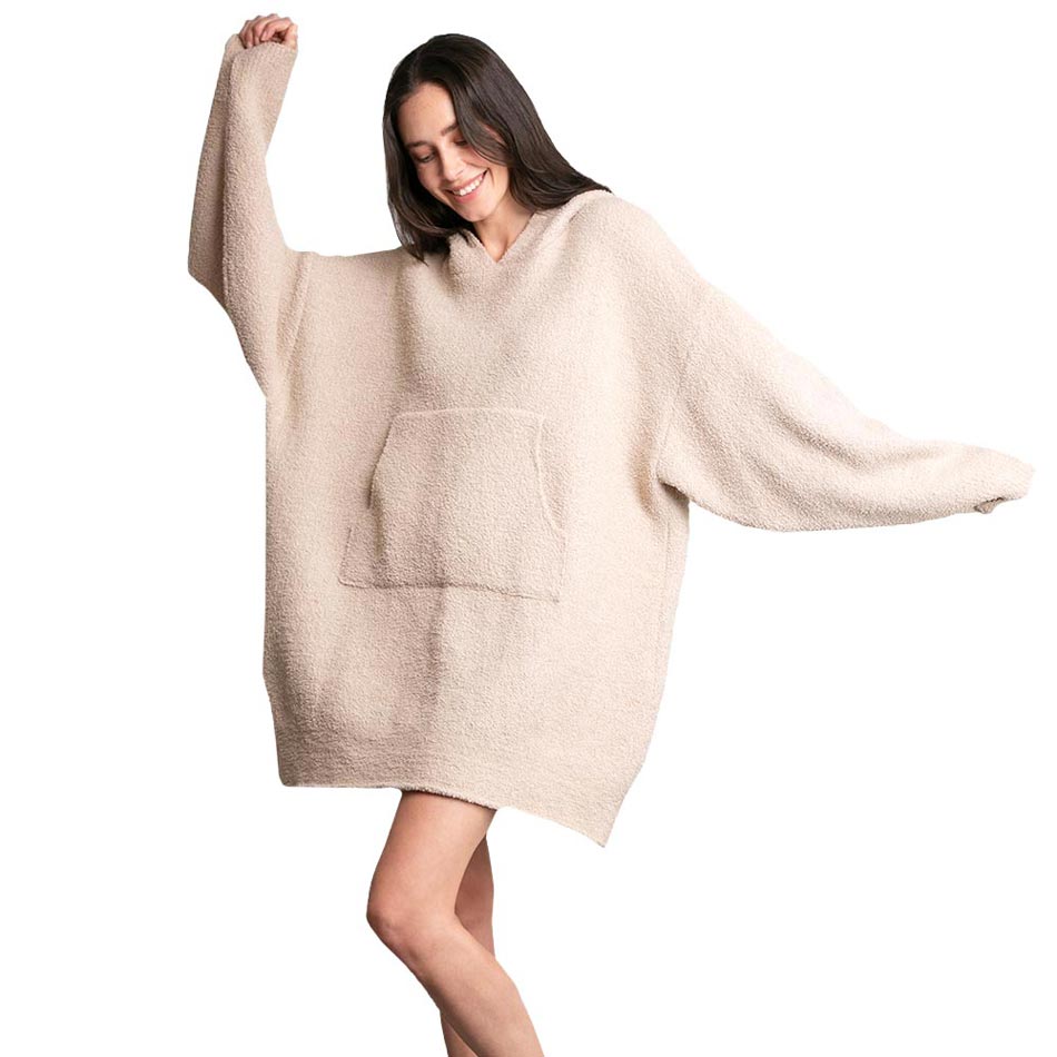 Beige Solid Color Hooded Wearable Blanket, on-trend & fabulous design make it eye-catching and beautiful. It will keep you cozy and comfortable on winter and cold days. Go outside with confidence and beauty with this solid color-designed blanket. It's a luxe addition to any cold-weather ensemble. Great for daily wear in the winter to protect you against the chill. 