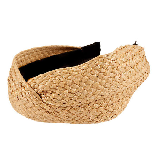 Beige Straw Knot Headband. This beautiful solid color Headband easy to use, light weight, Push back your hair with this exquisite knotted headband, spice up any plain outfit! Be ready to receive compliments. Be the ultimate trendsetter wearing this chic headband with all your stylish outfits! Very beautiful accessory for ladies, For occasions: parties, birthdays, weddings, festivals, dances, celebrations, ceremonies, gift and other daily activities.