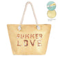 Beige Summer Love Message Glitz Beach Tote Bag, Whether you are out shopping, going to the pool or beach, this tote bag is the perfect accessory. Spacious enough for carrying all of your essentials. Perfect as a beach bag to carry foods, drinks, towels, swimsuit, toys, flip flops, sun screen and more. Gift idea for your loving one!