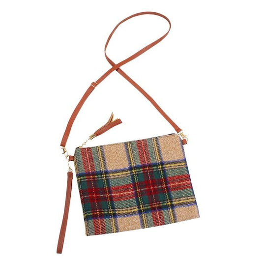 Beige Tartan Check Patterned Plaid Print Detail Crossbody Bag Clutch Handbag, look like the ultimate fashionista when carrying this small chic bag, great for when you need something small to carry or drop in your bag, Birthday Gift, Valentine's Day Gift, Anniversary Gift, Love You Gift, Mother's Day Gift, Thank you Gift