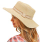 Beige Tribal Band Panama Sun Hat. Keep your styles on even when you are relaxing at the pool or playing at the beach. Large, comfortable, and perfect for keeping the sun off of your face, neck, and shoulders Perfect summer, beach accessory. Ideal for travelers who are on vacation or just spending some time in the great outdoors.