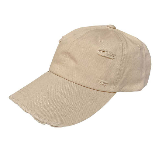 Beige Vintage Solid Baseball Cap, Fun cool Solid color vintage cap perfect for a bad hair day, you can pull your messy bun or ponytail through, protect your skin from harmful UV rays and keep your hair out of your face and eyes by wearing this comfortable baseball cap during all your outdoor activities like exercising, running, playing tennis, sports and camping! Adjustable strap gives you the perfect fit.